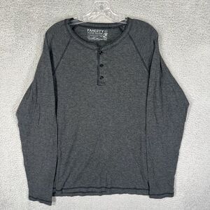 Faherty Gray Long Sleeve Henley Shirt